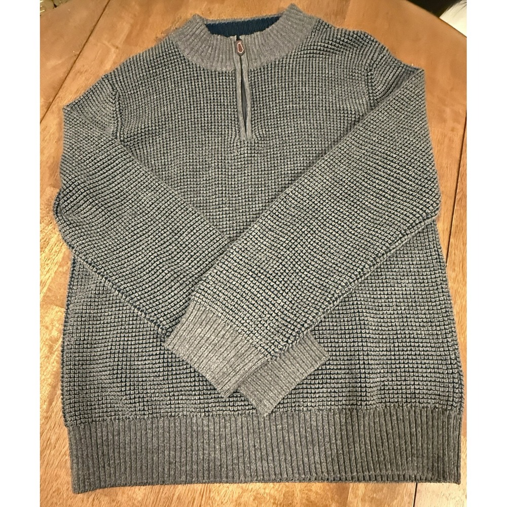Luca Nobili Men's 1/4 Zip Waffle Knit Sweater Mock Neck-Made in Italy- Size L